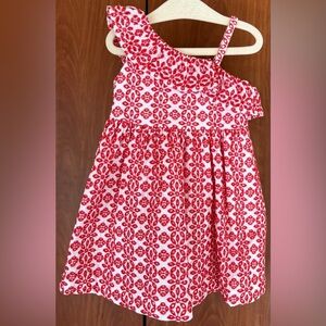 Janie and Jack - Eyelet one-shoulder red-white girl dress (Size 12-18m)